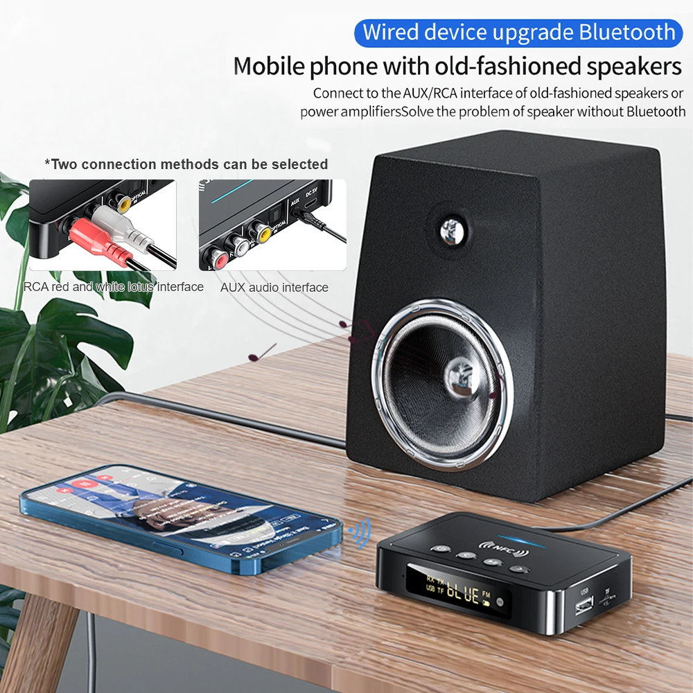 Bluetooth 5.4 M6 Remote Controller Bluetooth Receiver Transmitter Digital Adapter 3.5mm AUX/RCA/USB U Disk/TF Input Rechargeable