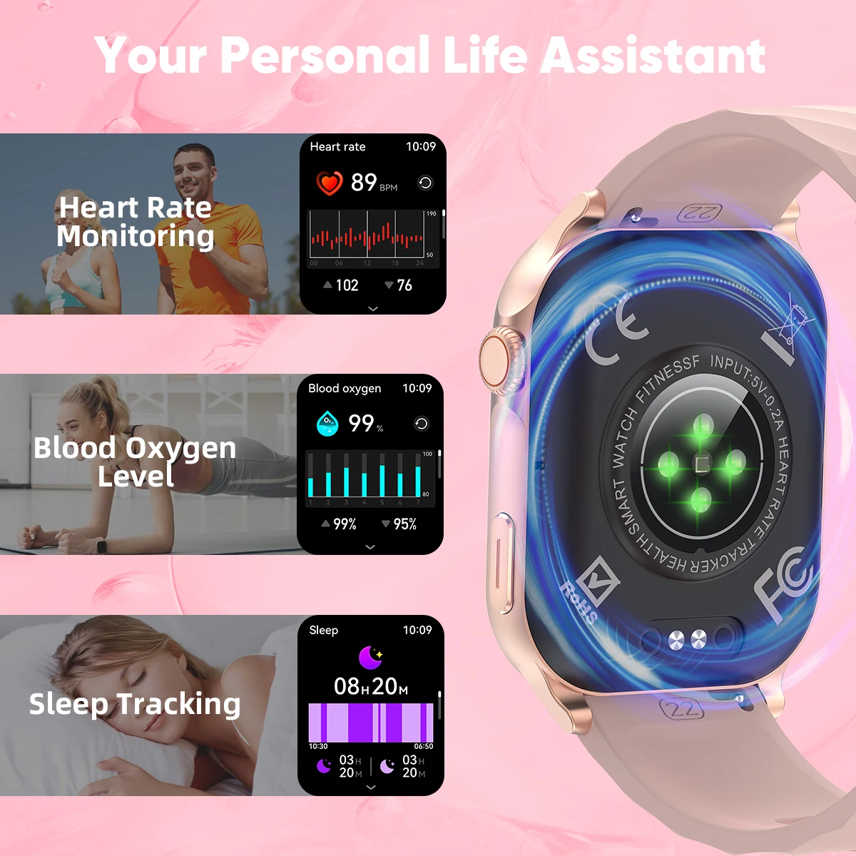LIGE AMOLED Smart Watch Men 2.01'' Screen Bluetooth Call Health Monitor Waterproof Sport Women Smartwatch New For Android IOS