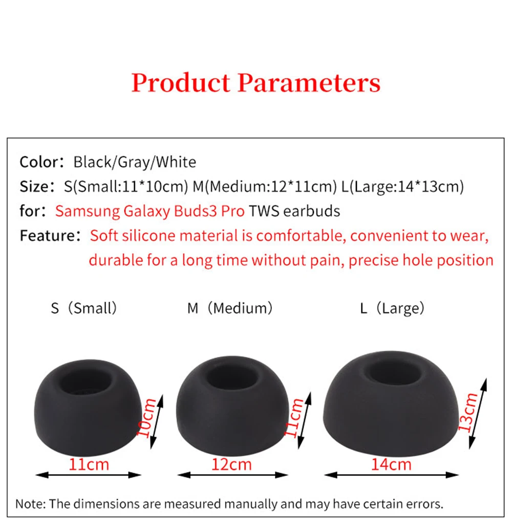 6Pcs Silicone Ear Tips for SamSung Galaxy Buds3 Pro True Wireless Earbuds Eartips Buds 3 Pro TWS Tips headphones Earplugs