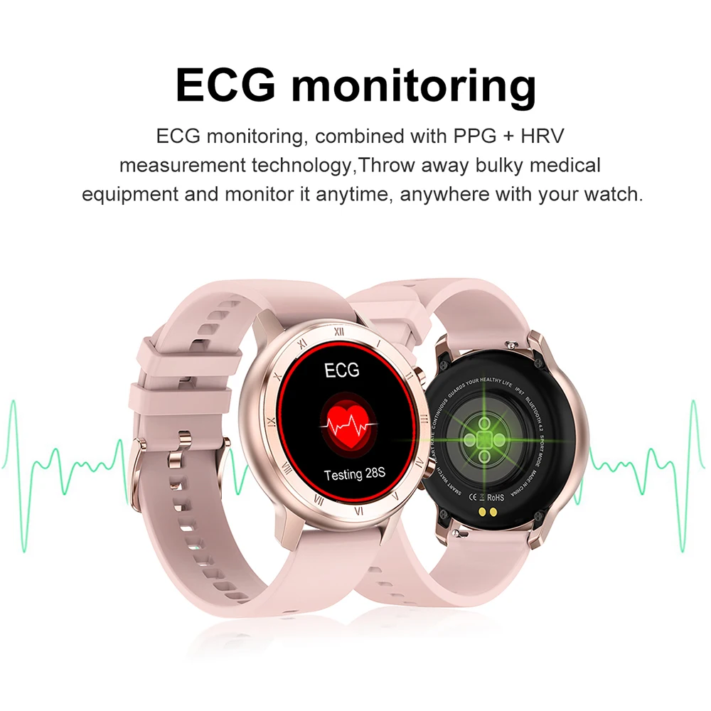 2020 Smart Watch Women Men ECG Heart Rate Blood Pressure IP68 Waterproof Fitness Watch Ladies Smartwatch Connect ȵ̵ IOS