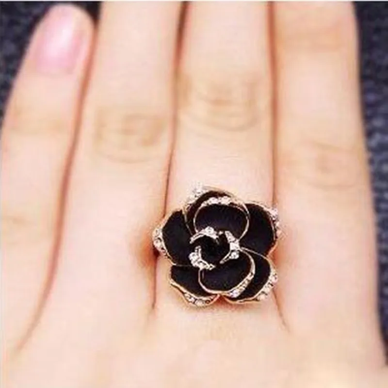 Rose Flowers Vintage Resizable Finger Rings Valentine's Day Gift Jewelry Open Ring Women