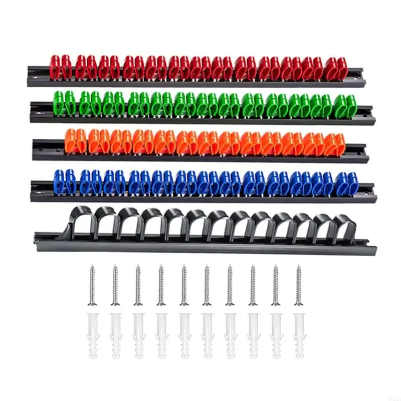 E15A 5Pcs Screwdriver Wrench Organizer Plastic Rail Wrench Hanger Hand Tool Holder for Organization Wall Mount Rack