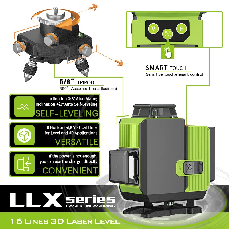 

Laser Level 12/16 Lines 4D Green Line Self Leveling 360 Horizontal And Vertical Crossline Super Powerful Green Beam Laser Level