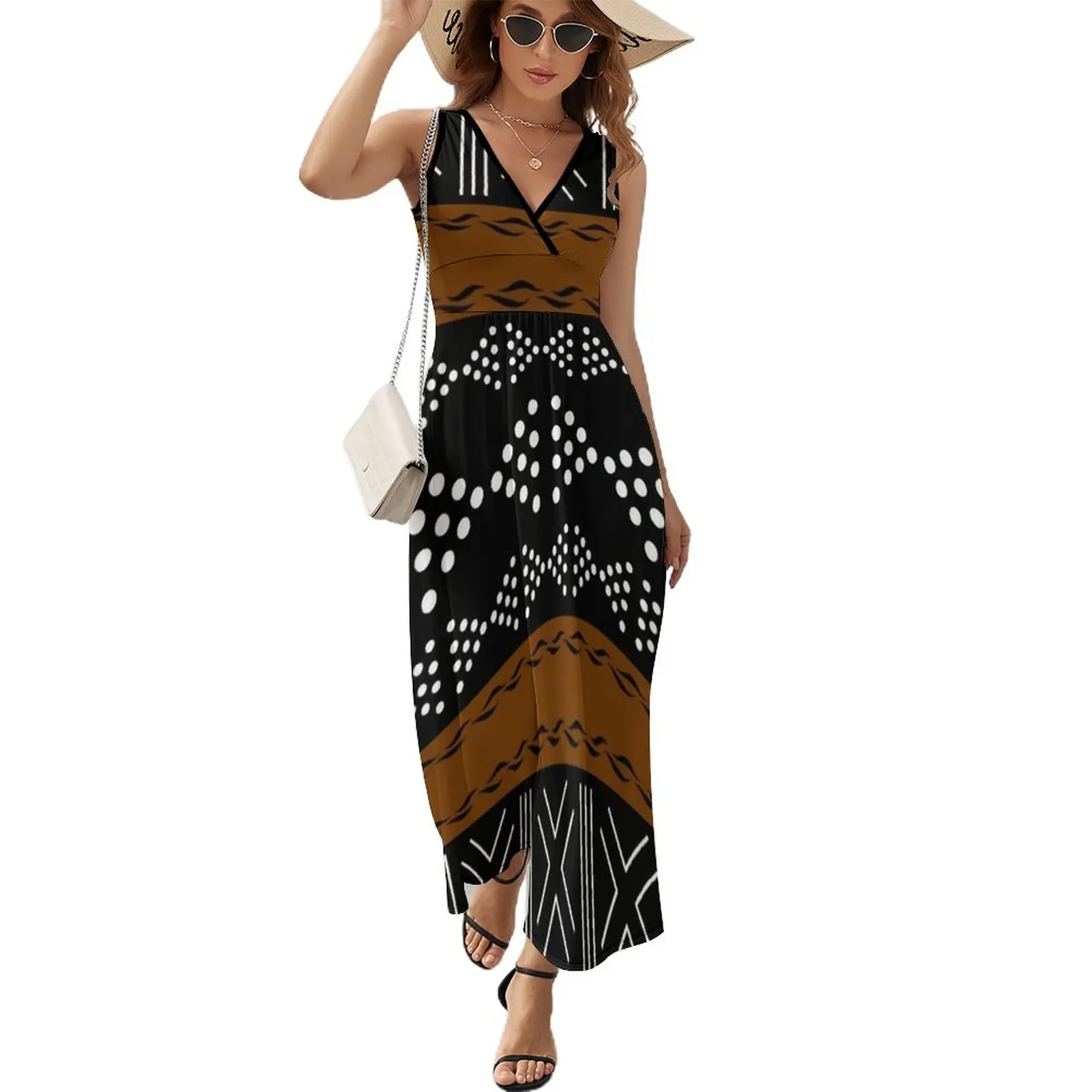 African Bogolan Mudcloth Pattern Sleeveless Dress dress dresses dress Dresses gala Bridesmaid dress woman