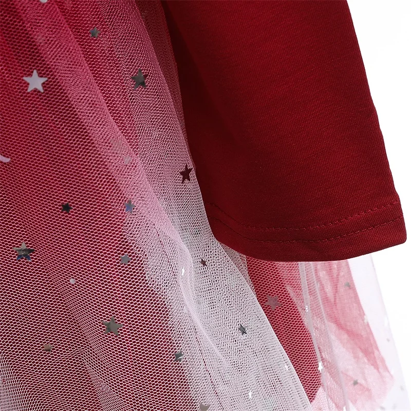 Red Girls Christmas Dress Autumn Full Sleeve Tulle Mesh Tutu Kids Princess Birthday Party Clothes Children New Years Costumes girls dress princess costume kids clothes