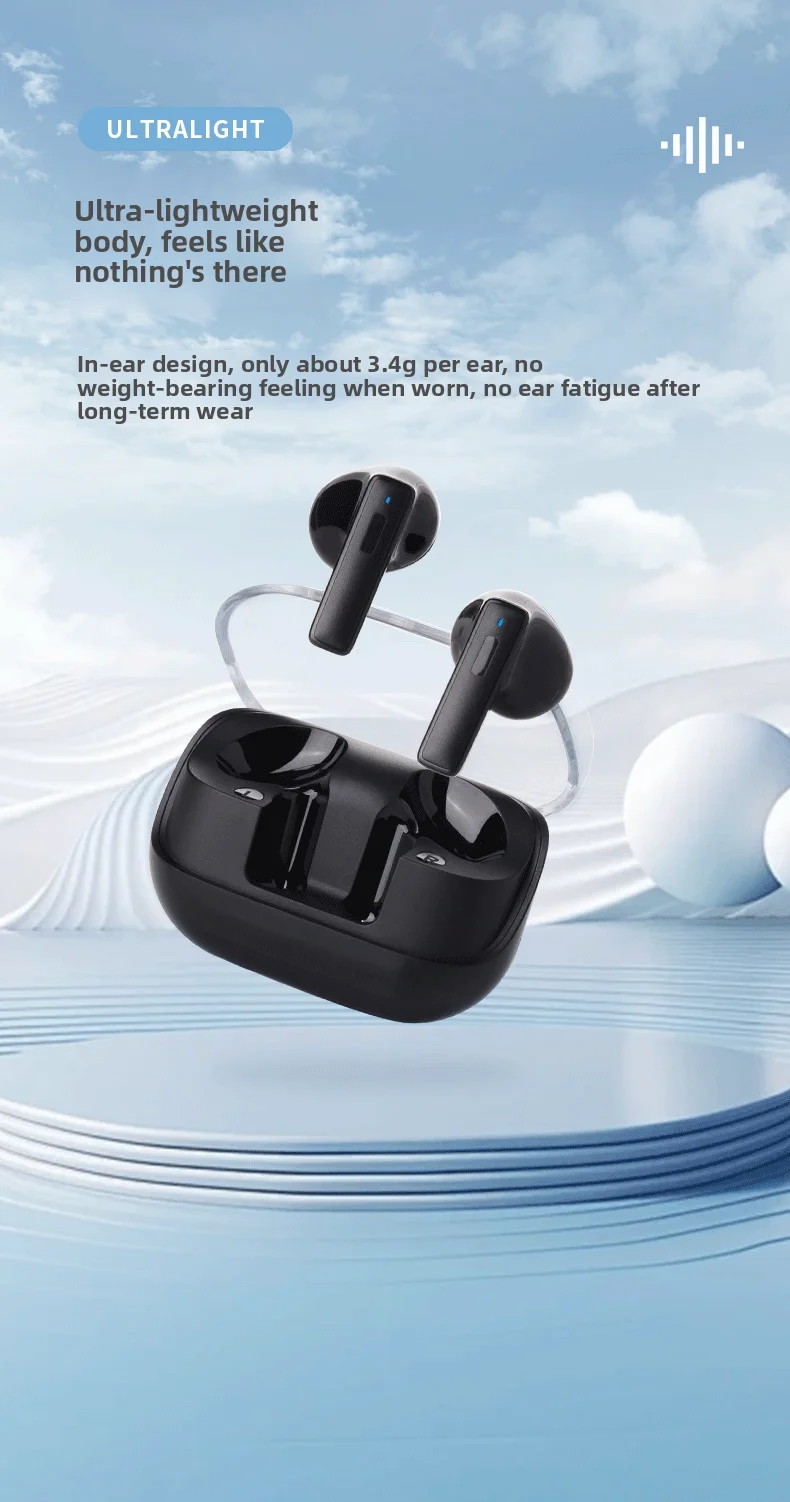 Bluetooth Earphones Wireless Noise Reduction Long-Wear Painless In-Ear Wireless