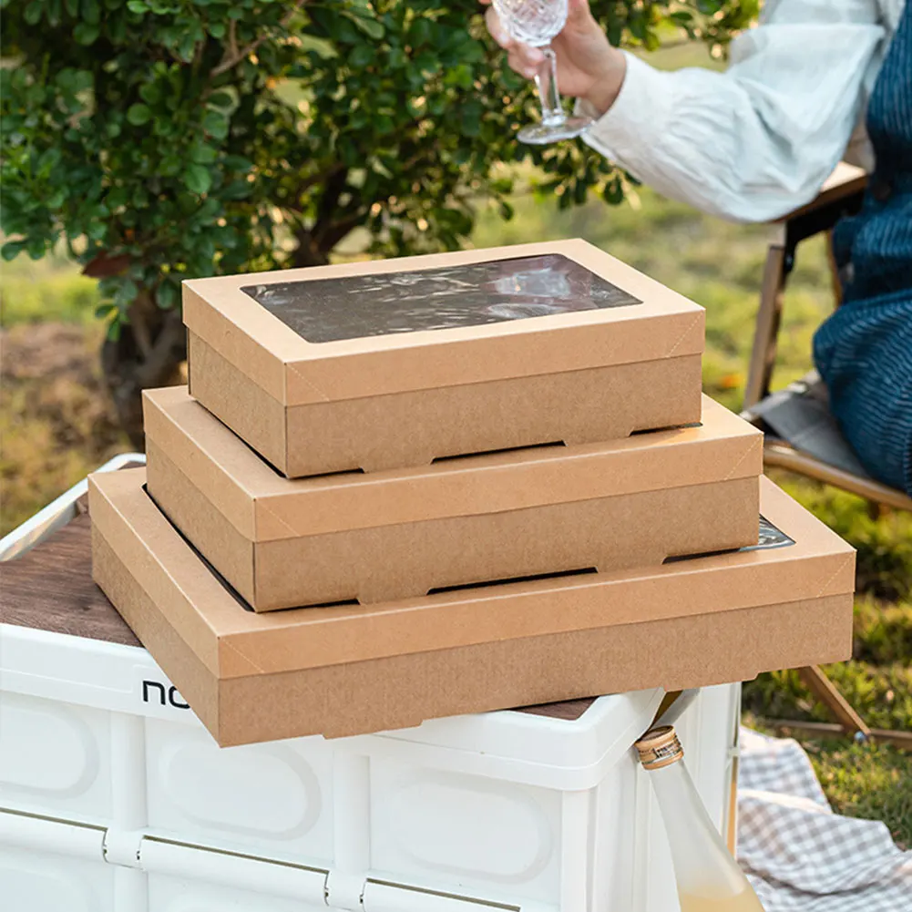 2Pcs Disposable Picnic Lunch Box Food Containers with Lid, Kraft Paper Bento Box for Fr... - SKU DPLB2020 - UGI Packaging