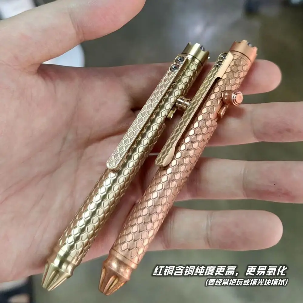 

New 1 Piece Brass/Red Copper Made Bolt Pen with Titanium Pocket Clip Wring Pen Gifts