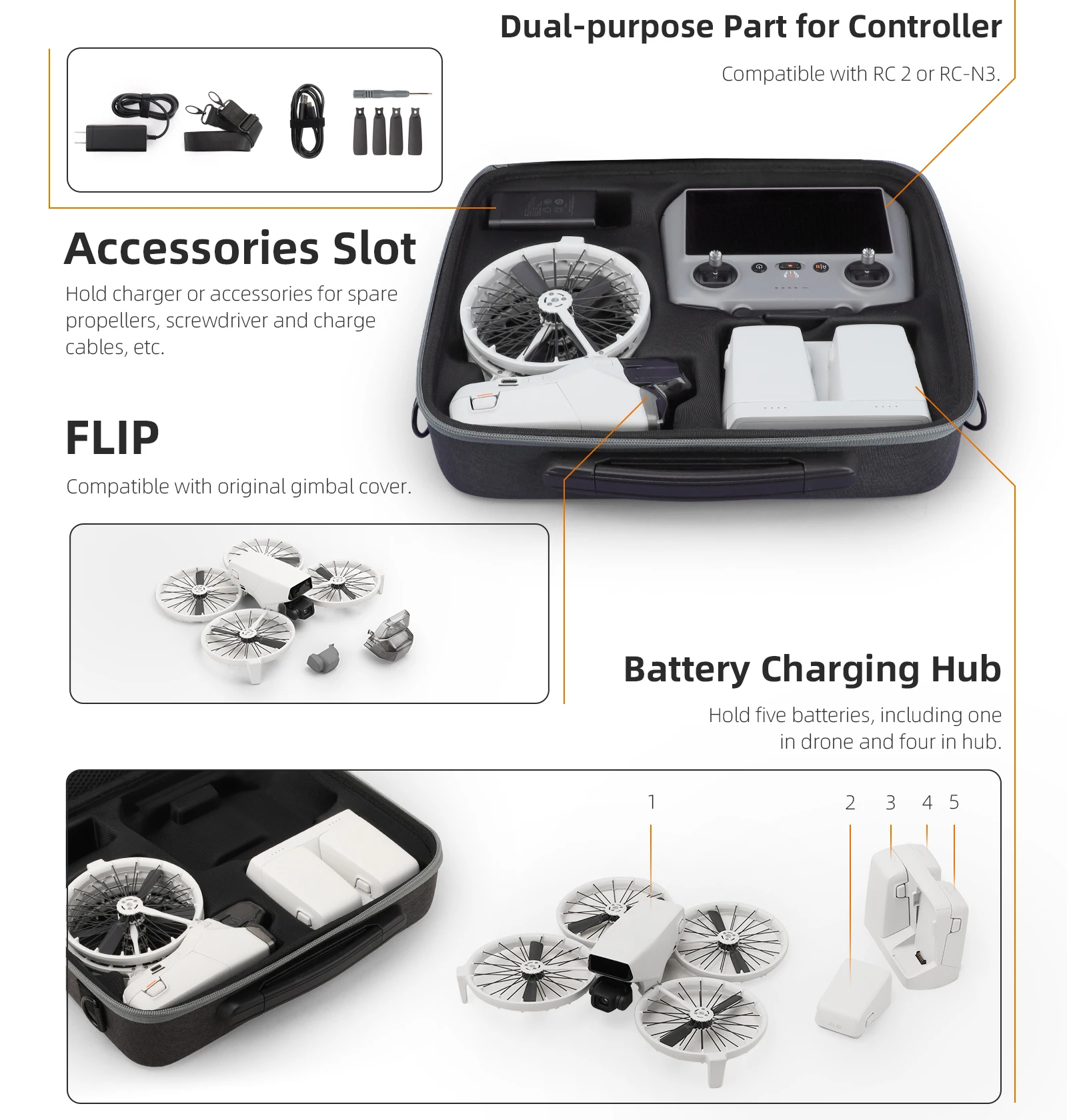 Organizer bag for DJI Flip large capacity storage bag dustproof and shockproof protective case