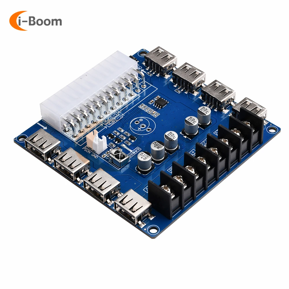 

24 Pins Desktop Computer Chassis ATX Power Supply Breakout Adapter Module 8 USB ports on board load Power Output 3.3V/5V/12V