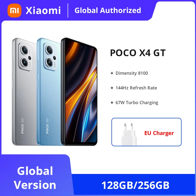 Poco-Mobile x4 gt  5g,128GB/256GB,8100Hz,スライディングスイッチ,64MPトリプルカメラ,67W充電,グローバルバージョン