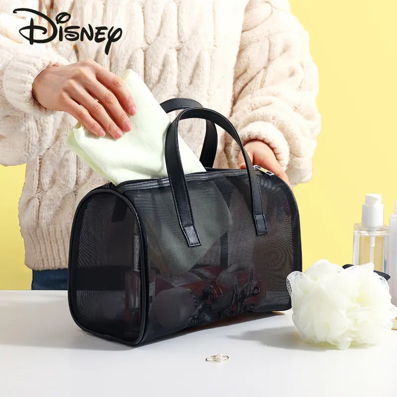 Disney Mickey New Unisex Makeup Bag Fashion High Quality Mesh Women's Handbag Cartoon Large Capacity Business Travel Storage Bag