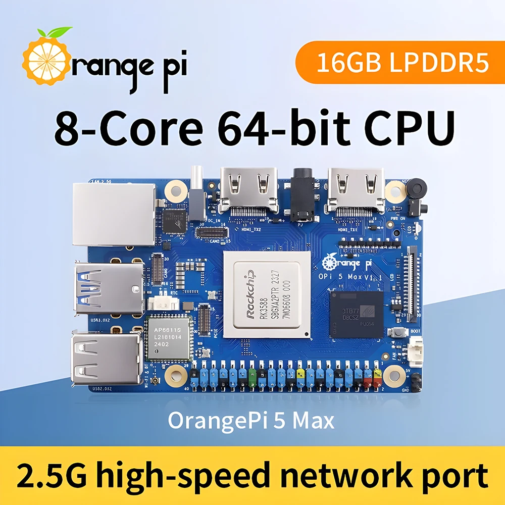 NanoPi Rockchip RK3588 5 Max 8 GB RAM LPDDR5 Development Board M.2 PCIE 2.5G LAN WiFi+BT OrangePi 5 MAX Single Board