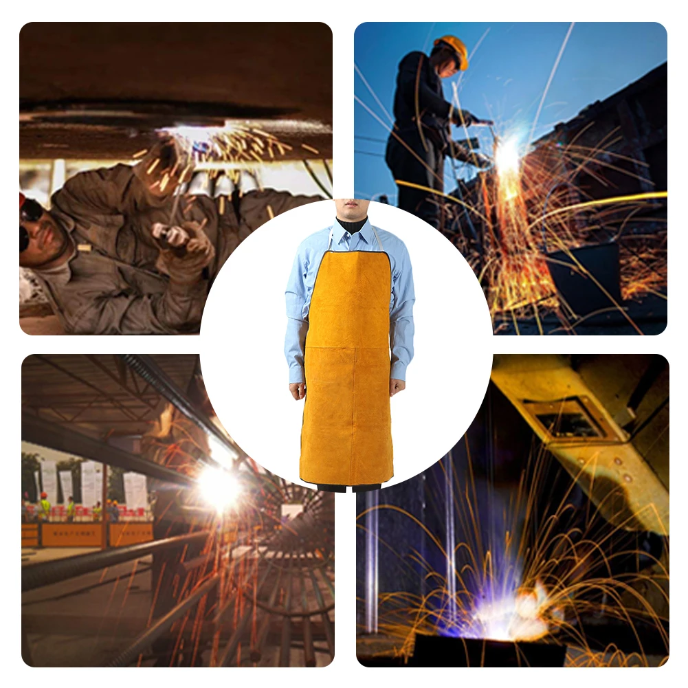 Delantal unisex ignífugo sin mangas de cuero para soldador
