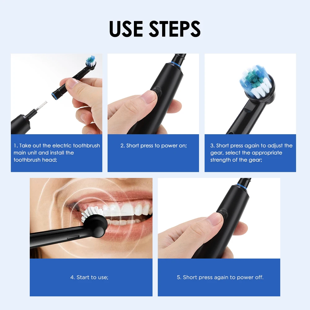 Rechargeable Electric Toothbrush with Soft Brush Heads for Adults