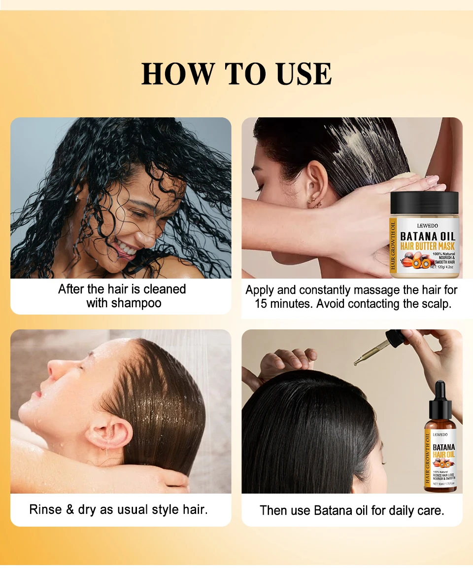 Description Picture 6 of item100% Pure Batana Oil For Hair Growth Serum Butter Hair Mask Anti Hair Loss Treatment Repair Damaged Hair Care Products Men Women