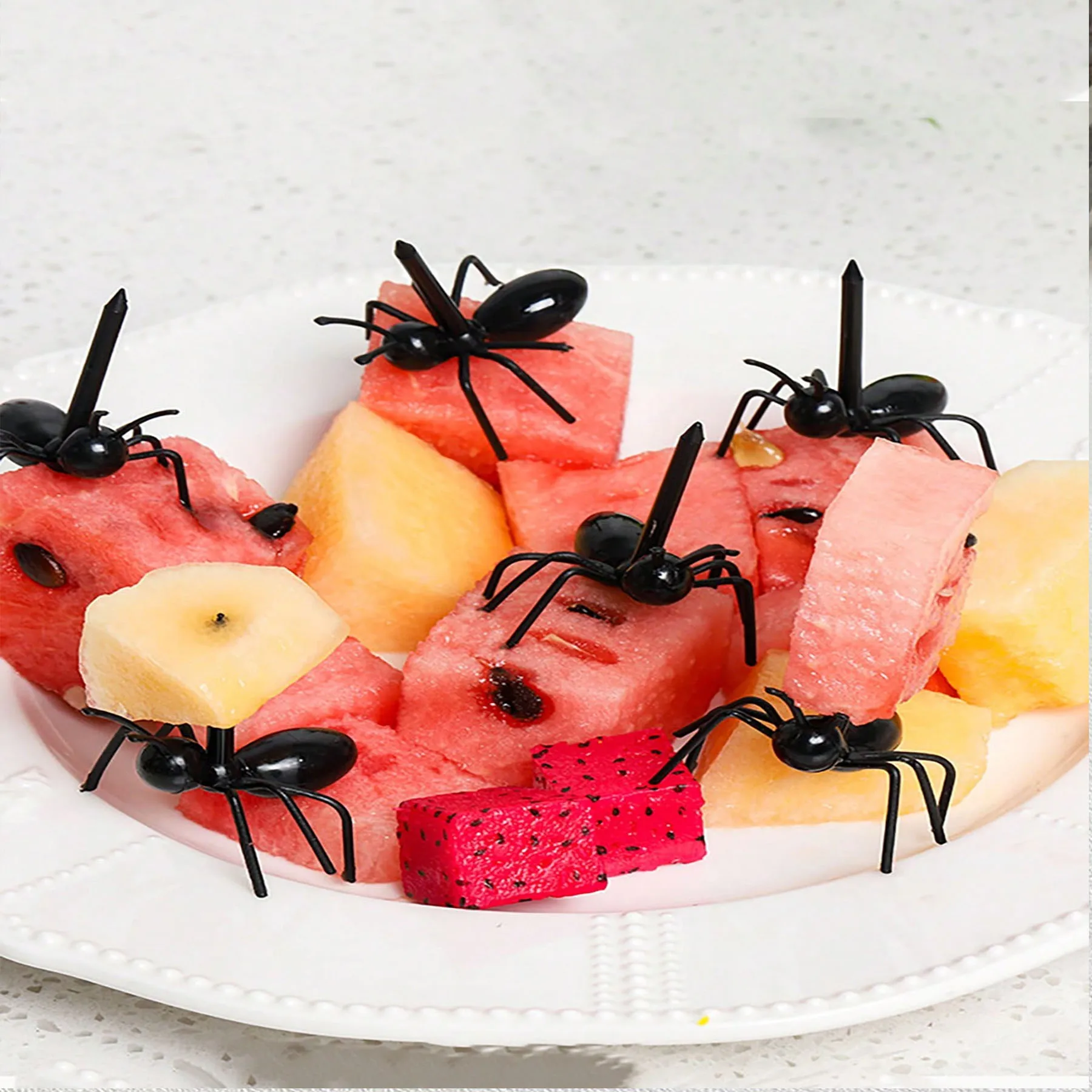 12pcs Halloween Creative Ant Fruit Sticks, Fruit Forks, Reusable Food and Fruits, Halloween Party Decorations, Home Decor