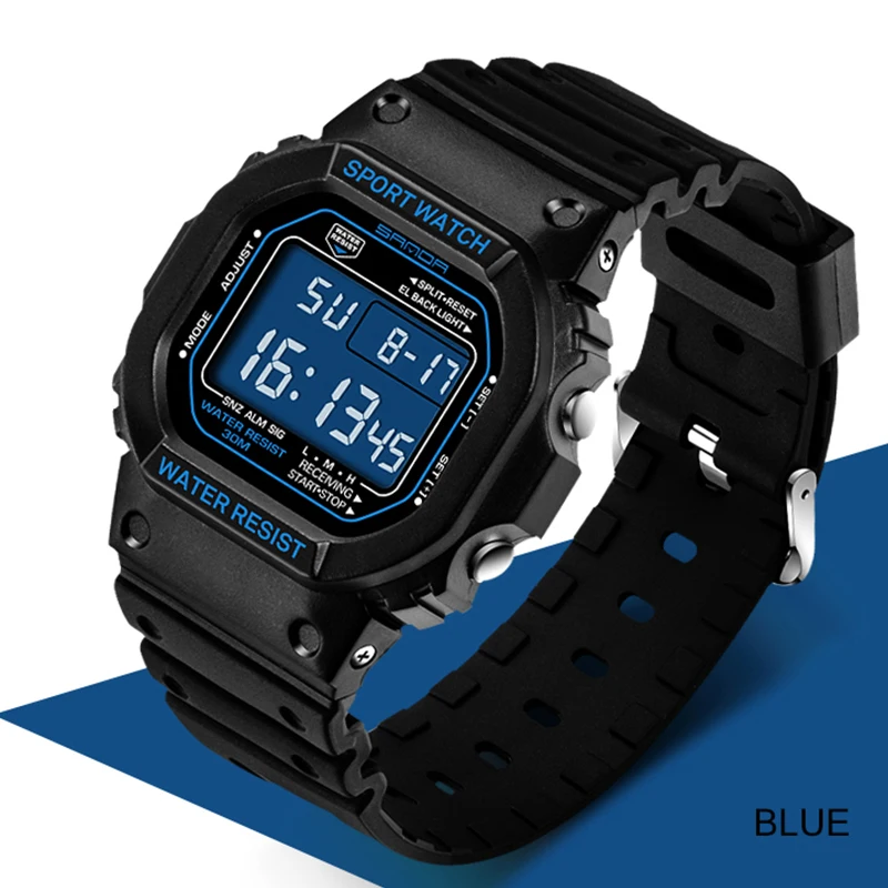 Luxury Military Sport Digital Watch for Men - Fashionable Design with Alarm and Stopwatch Functions