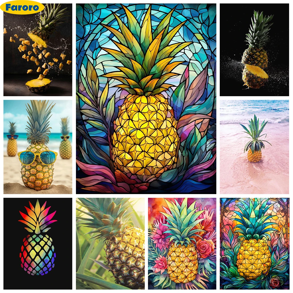 

Color Pineapple 5D Diamond Art Painting Fruit Picture Diamond Embroidery Cross Stitch Diy Sticker Home Wall Decor Creative Gift