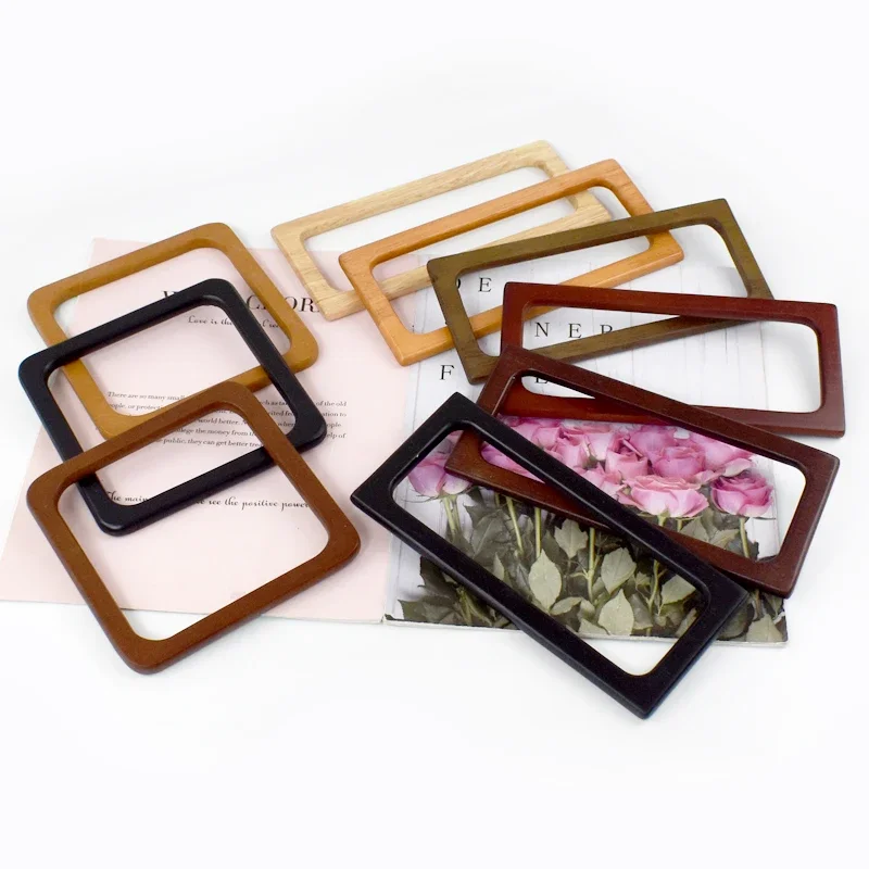 1/2Pcs Deepeel 14/20cm Wooden Handles Square Purse Frame for Making Woven Handbag DIY Bag Parts Crafts Hardware Accessories
