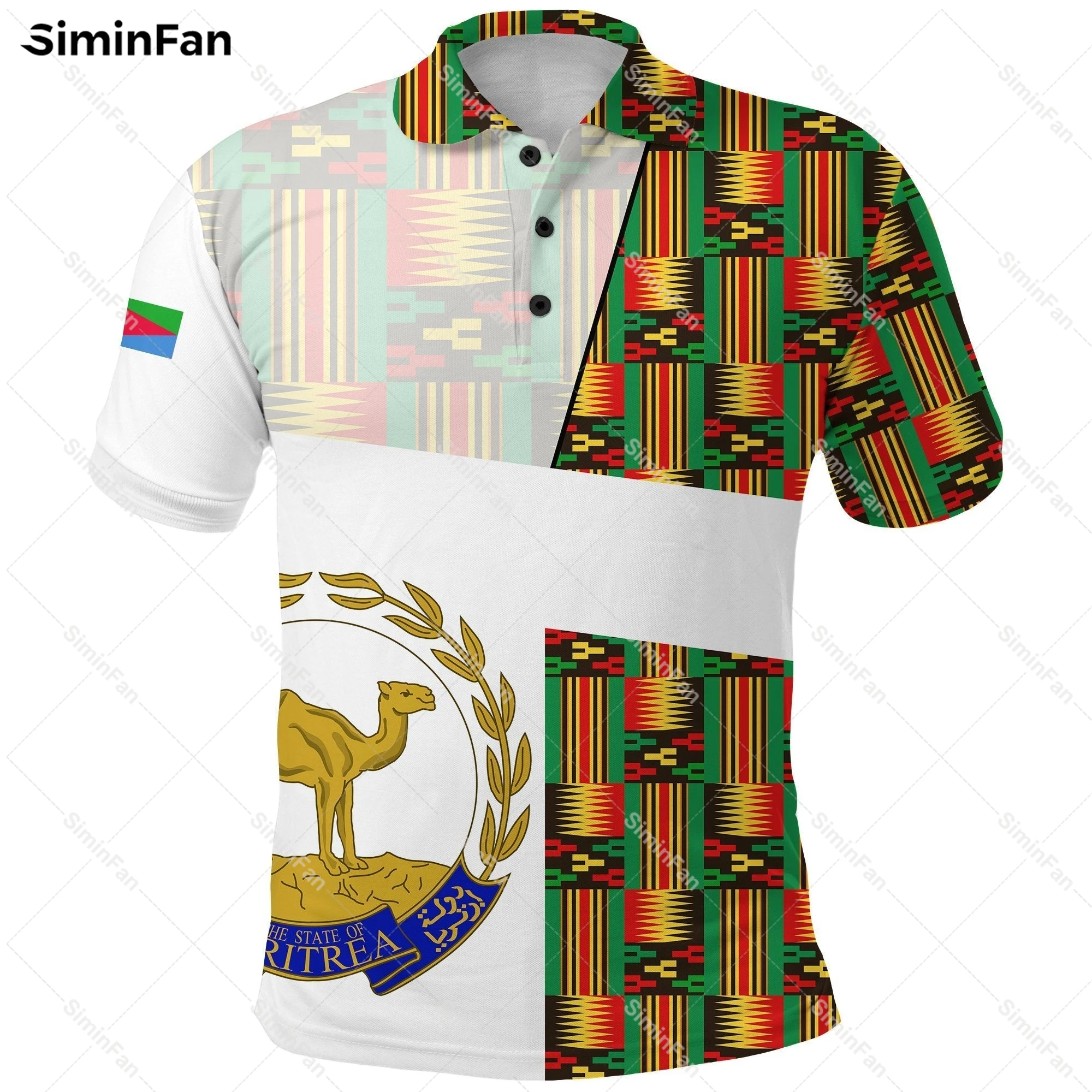 

Eritrea Cross Kente Pattern 3D All Over Printed Polo Shirts Mens Tennis Tshirt Summer Turndown Collar Tee Unisex Female Tops-2