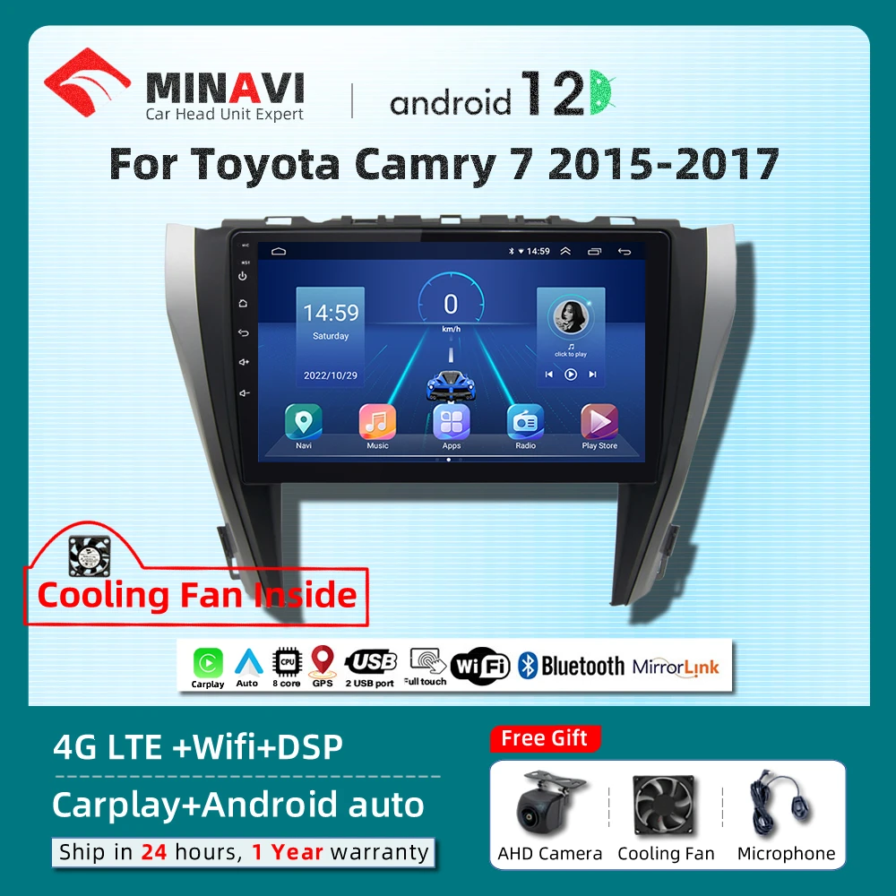 

10" Android Player For Toyota Camry 2015/2016/2017 Carplay Car Head Unit Radio Stereo Multimedia GPS DVD DSP 4G LTE ADAS DVR