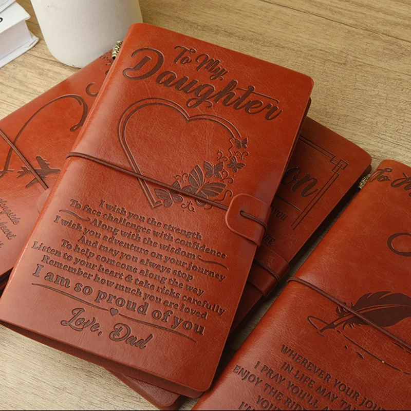 Livro Diário de Viagem Vintage Caderno de Couro Estilo Antigo Notepad de Negócios Diários Trabalho de Escritório Filha Filho Esposa Presente 20232024 - Imagem 3