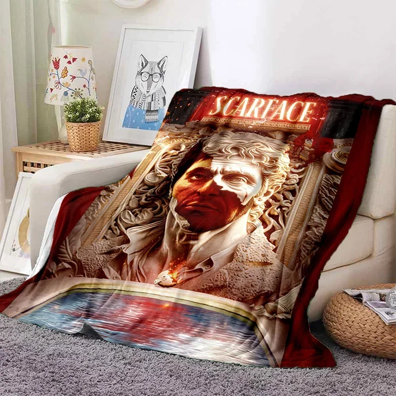 Scarface Tony 3D Printing Movie Soft Blankets,Keep Warm Throw Blanket Comfortable Blanket for Picnic Beds Sofa Home Bedroom Gift 3