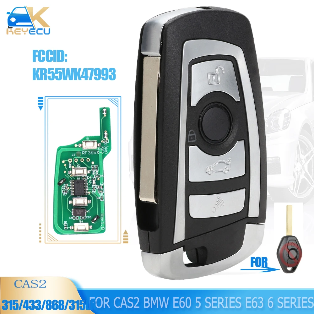 

KEYECU CAS2 Modified Flip Remote Key 4B 315MHz/433MHz/868MHz/315LP PCF7946 for BMW E60 5 Series E63 6 Series KR55WK47993