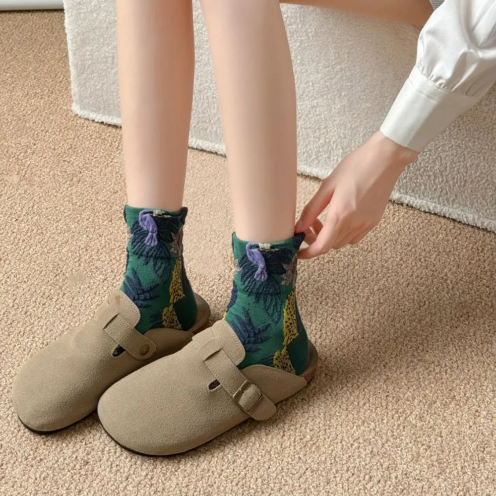 5 Paar weiche lässige Dame Socken Persönlichkeit Street Style Frauen Socken Set Cartoon Tier Herbst Winter Mode Blumen Home Socken – Detail 8