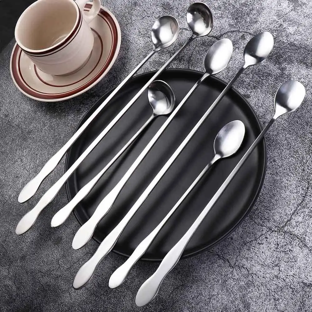 Home Cafe Stainless Steel Ice Cream Coffee Bartender Mixing Stirrers Cocktail Stirring Tool Teaspoon Bar Spoon
