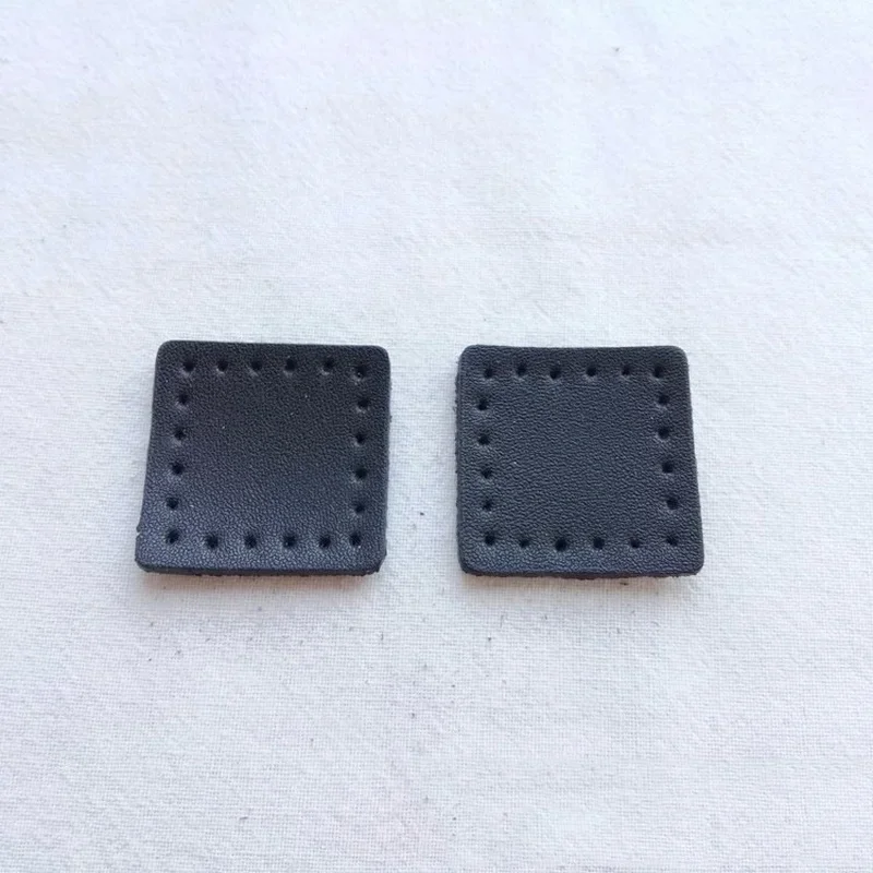2PCS 2.8*2.8cm Genuine Leather Square Zipper Tail Hand Accessory DIY Luggage Leather Parts Zipper Decorative Tail Piece
