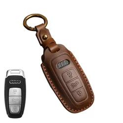 Luxury Retro Style Leather Car Key Cover - Pure Handmade Men's Car Accessories (Brown)