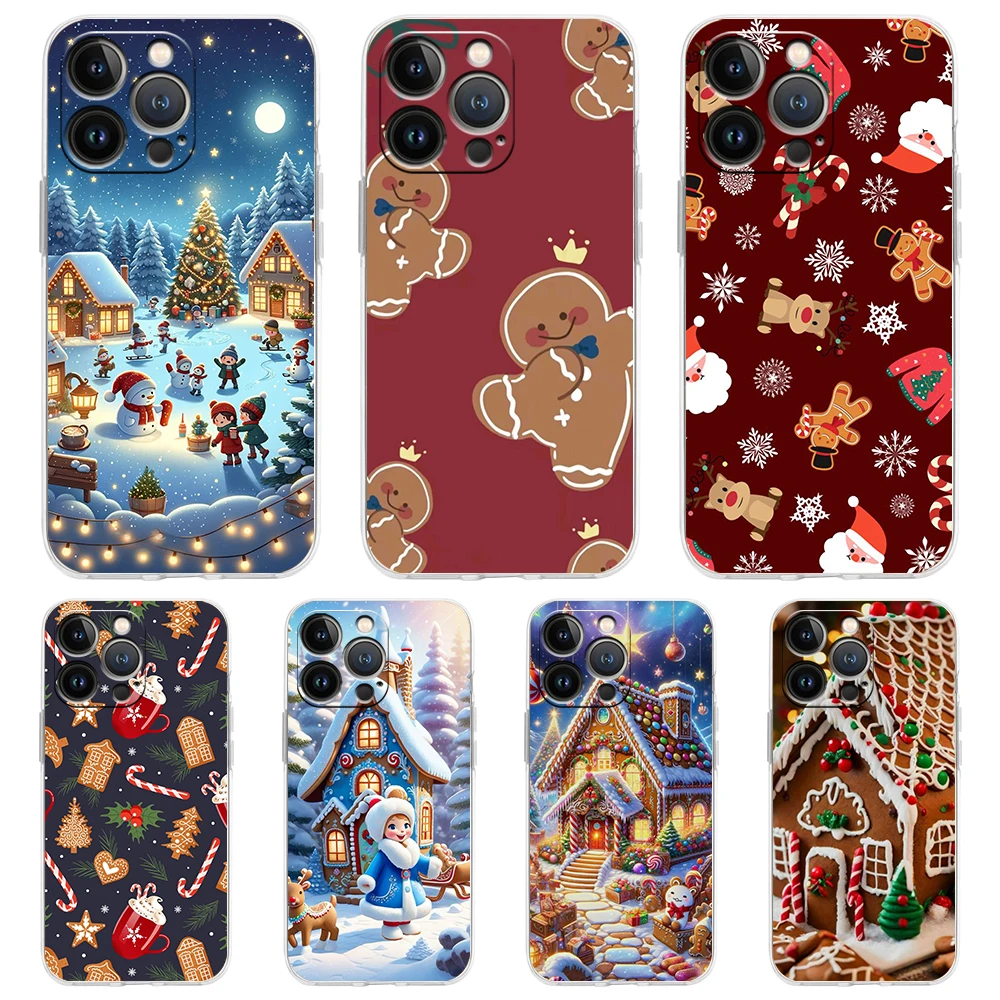 Neujahr Weihnachten weiche transparente Handyhülle für iPhone 16 15 14 13 12 11 Pro Max XR 8 7 Plus XS Max stoßfeste Hülle