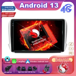 Android 13 Qualcomm Snapdra For Peugeot 2008 208 Series 2012 - 2018 Multimedia Stereo Car GPS Player Navigation GPS Radio No DVD