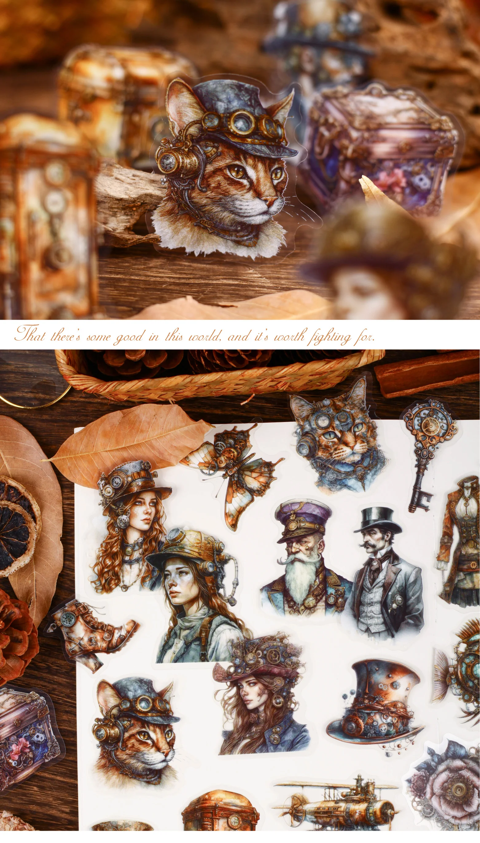 20 Stück/Packung Vintage Steam Age Aufkleber Dekorative DIY Scrapbooking Materialien Kunst Collage Briefpapier Ästhetik Aufkleber – Detail 3