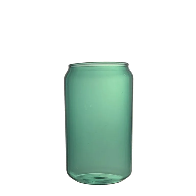 thumbnail image 1 of Vaso de vidrio de colores con pajita, recipiente con tapa de bambú, color ámbar, verde azulado, azul, cerveza, tazas, latas, 520 ml, 380 ml, 1 of 5