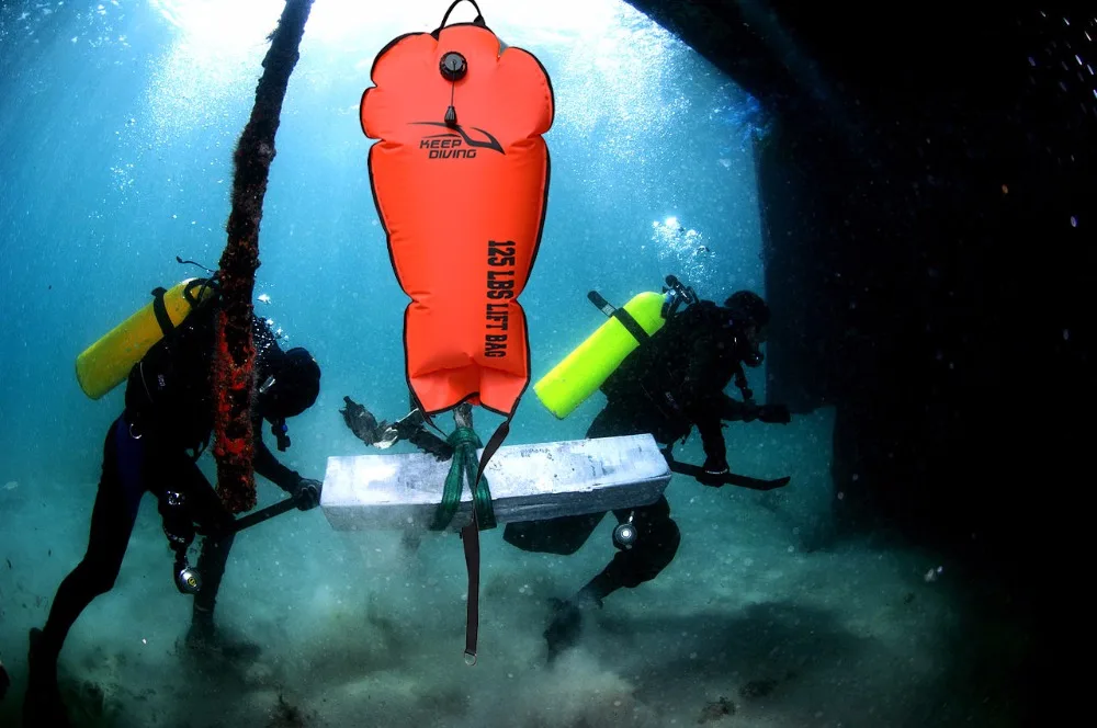 KEEP DIVING Scuba Diving 60LBS/70LBS/125LBS/140LBS Lift Bag Big Exhaust Valve with a Head Pumping 6