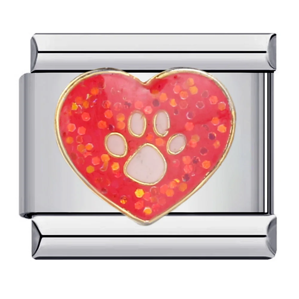 Süße Kawaii Bärentatze Katzenpfotenabdruck italienischer Charm Link passend für 9 mm Edelstahl Schmuck Geschenke DIY Herstellung Mode Armbänder Perlen – Detail 2
