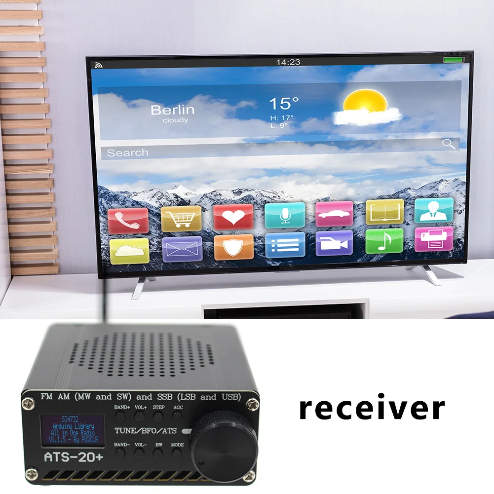 풀 밴드 라디오 리시버 OLED 디스플레이 ATS-20 리시버, USB 충전 액세서리 지원, 전문 SI4732