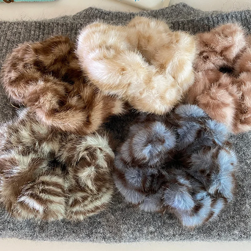 1PC Fuzzy Fur Scrunchie,Fluffy Animal Print Hair Ties, Soft Winter Hair Accessories, Stylish Daily Hair Decor
