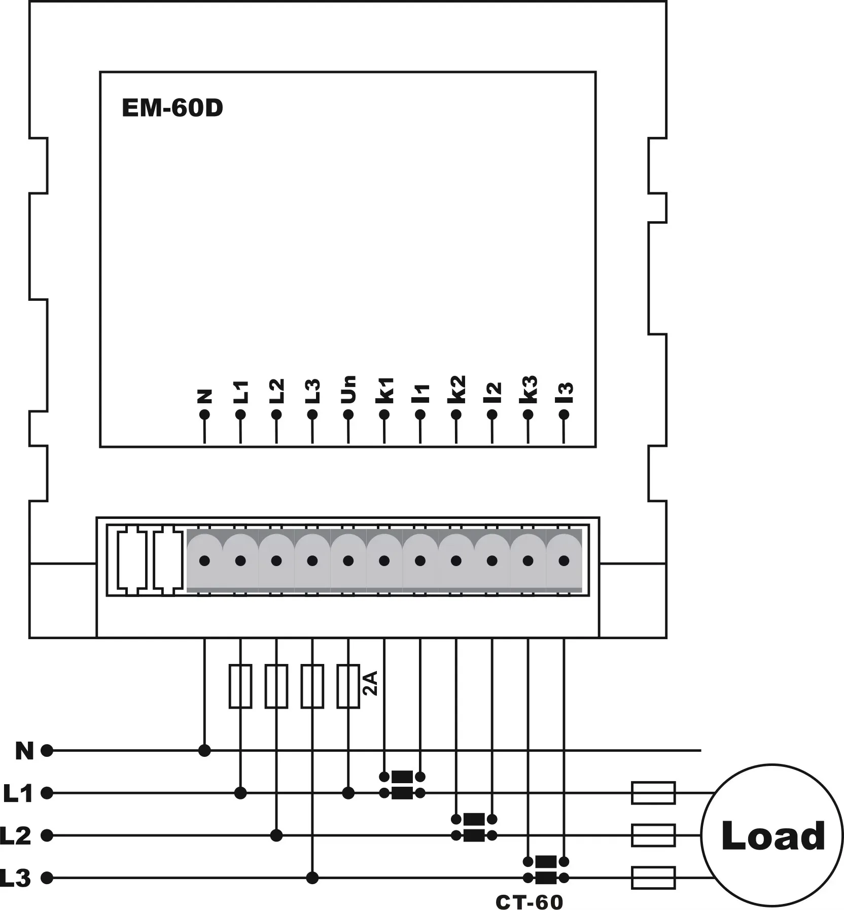 SEM-60D/100D/250D 삼상 디지털 계량기 | 220V와 일치하는 전류 변압기(CT) 포함