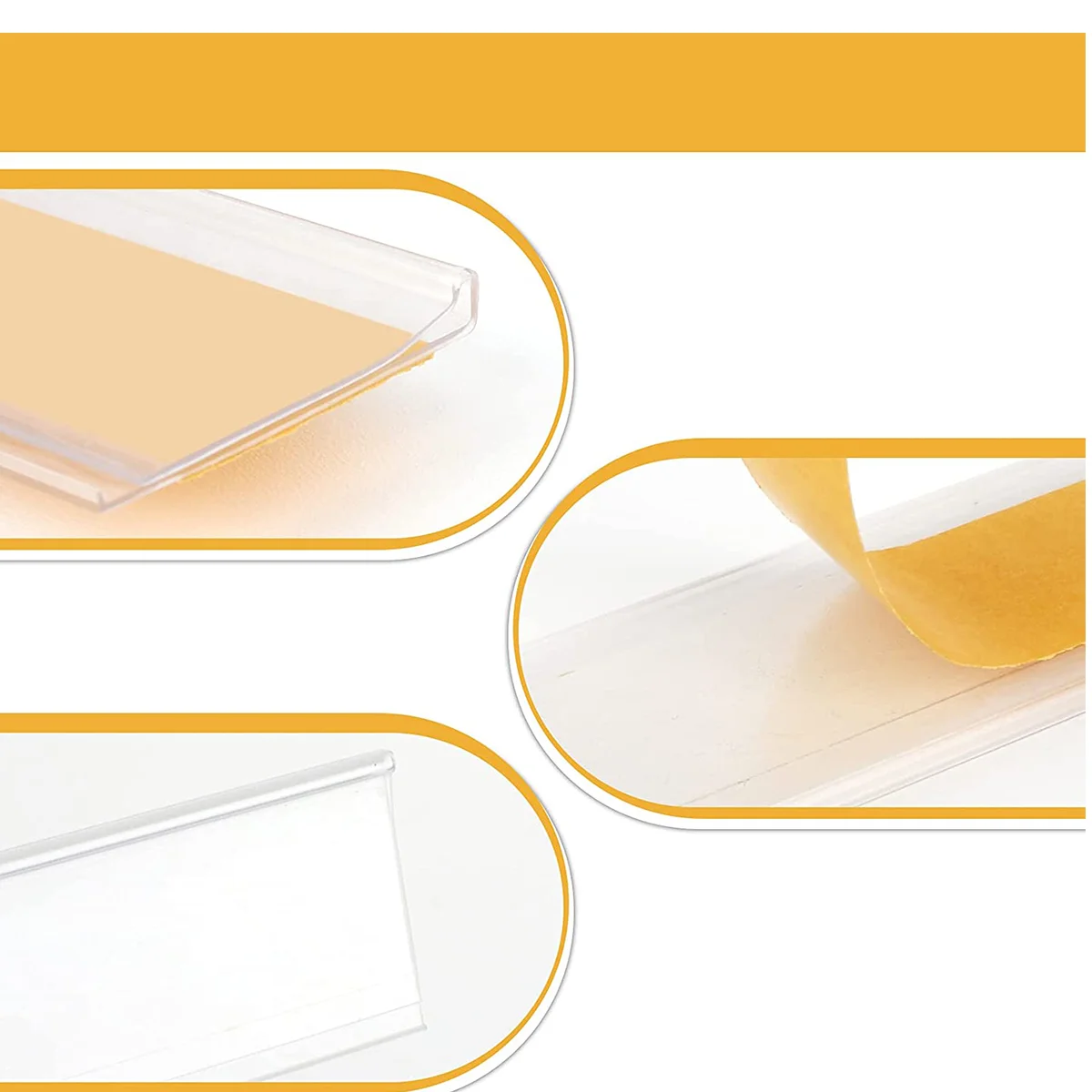 Shelf Label Holder 30pcs Plastic PVC Shelf Data Strips Clip Holder Merchandise Price Talker Sign Label Display Adhesive Tape Back