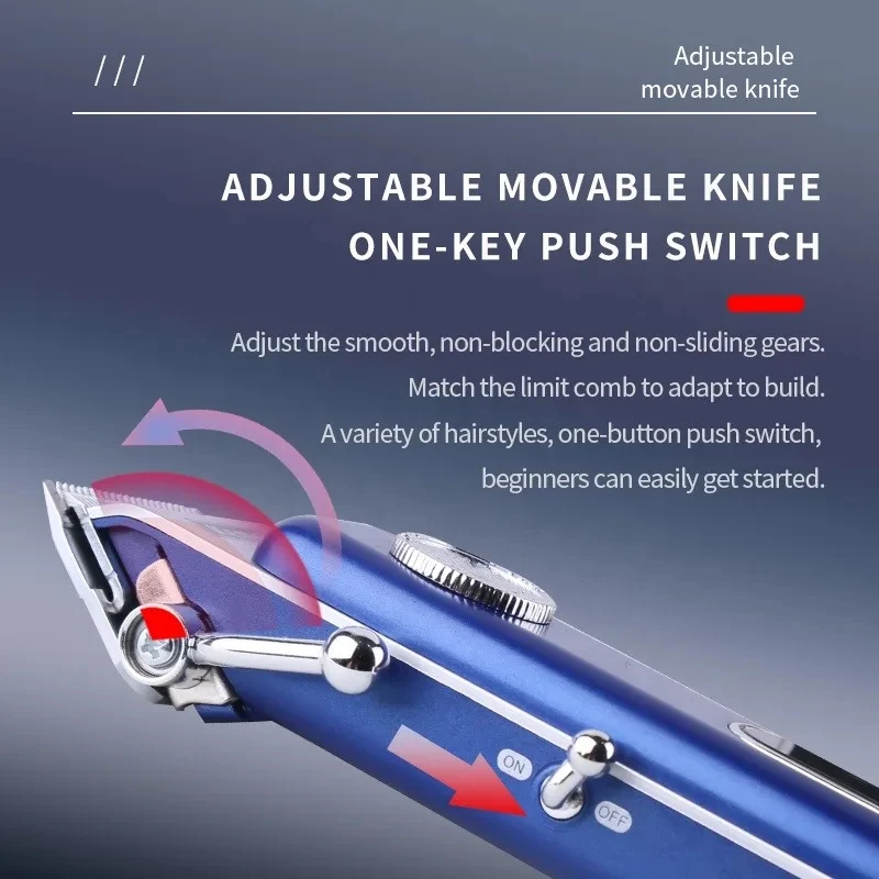 Kemei Km-1895 도구 헤드 조정 가능한 디지털 디스플레이 헤어 트리머, USB 충전, 대용량 배터리 클리퍼 커터