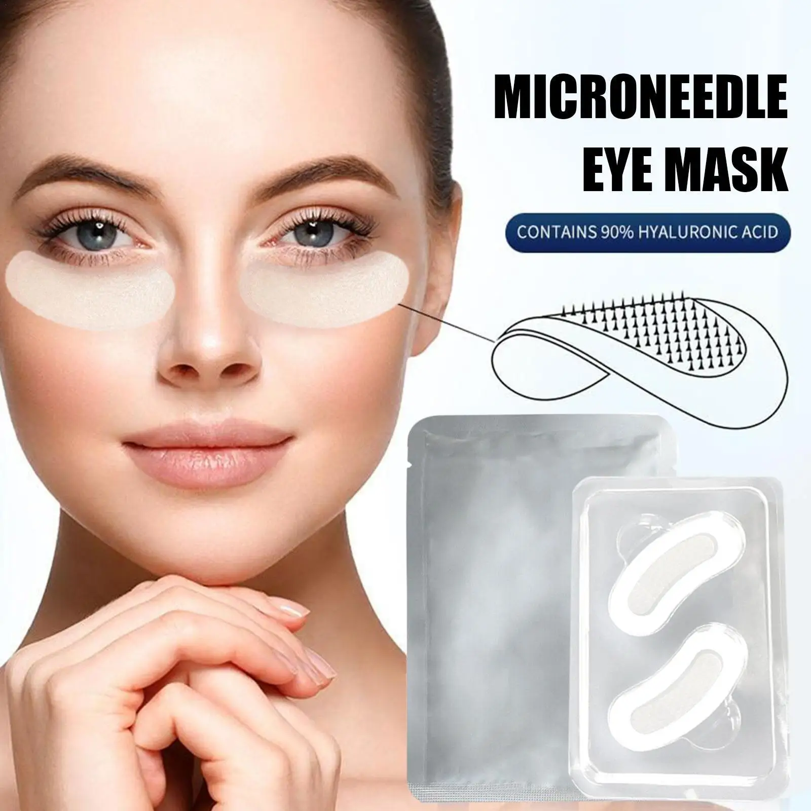 1pair Hyaluronic Acid Microneedle Eye Patches Mask For Anti Wrinkle Aging Dark Circles Moisturizing Under Eye Gel Pads Care mask