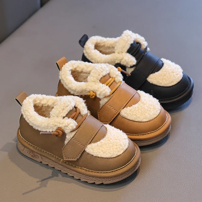 

Girls Snow Boots Autumn Winter Boys Outdoor Shoes Kids Warm Plush Boots Comfortable Anti-Slippery Children Cotton-padded Shoes