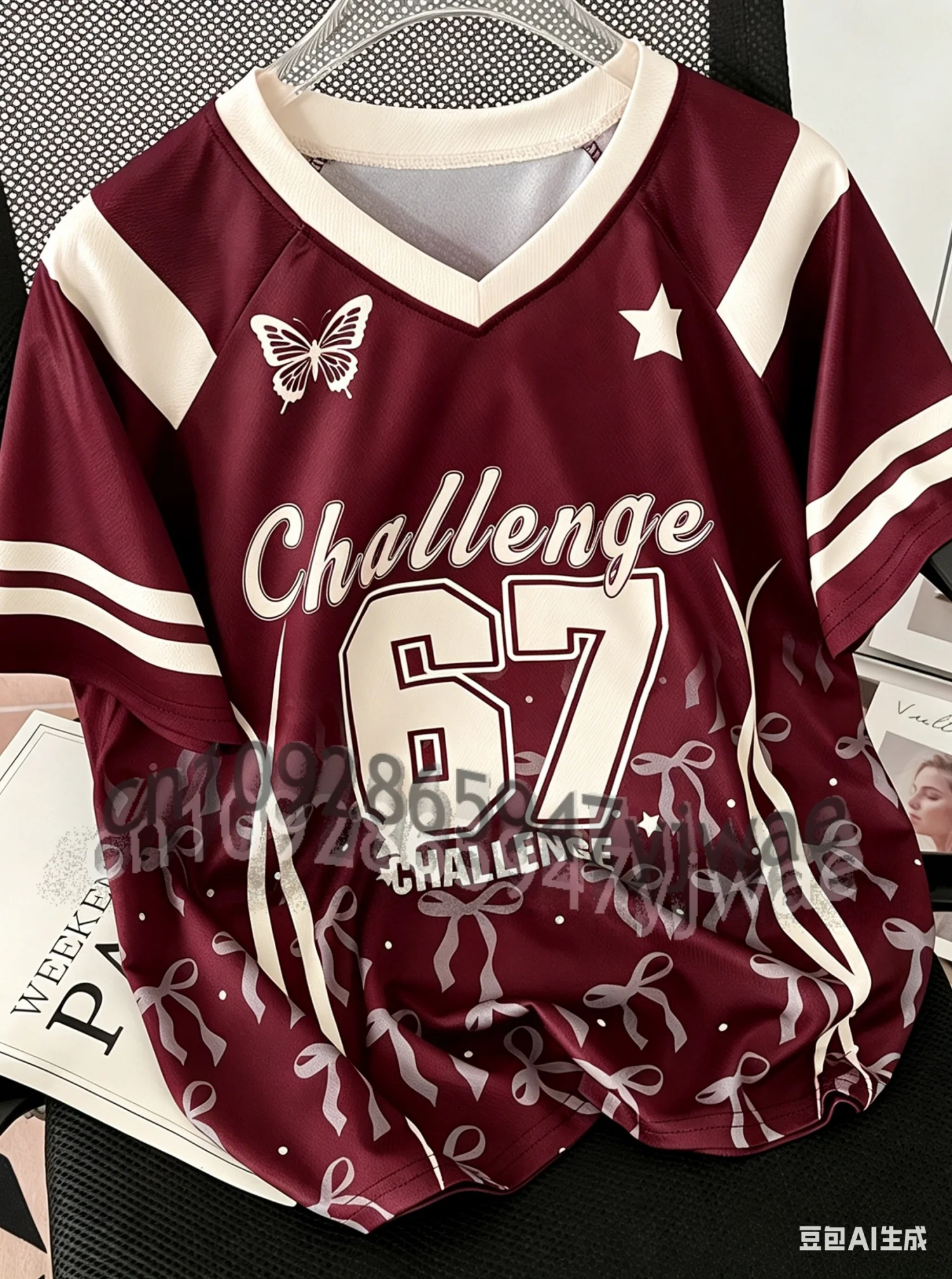 2026 Women Girls Challenge 67 Sports Team Uniform Short Sleeve T-Shirt Graphic Tee Baseball Jerseys Stripe Plus Size T -Shirt 5