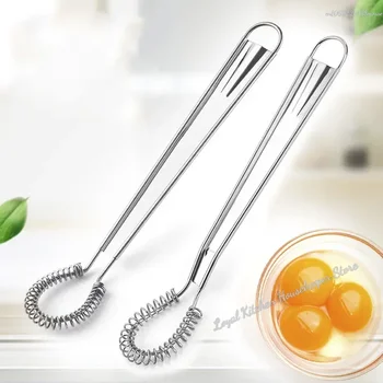 Frullino per le uova in acciaio inossidabile Miscelatore manuale a molla Cucchiaio da cucina Salsa per uova Crema al miele Mescolando Gadget da cucina Frullino per le uova a molla 1
