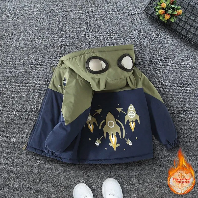 سترة سميكة من الصوف للخريف والشتاء للأولاد ملابس أطفال معطف قطني عصري للأولاد ملابس خارجية غير رسمية من البر الرئيسي Ch