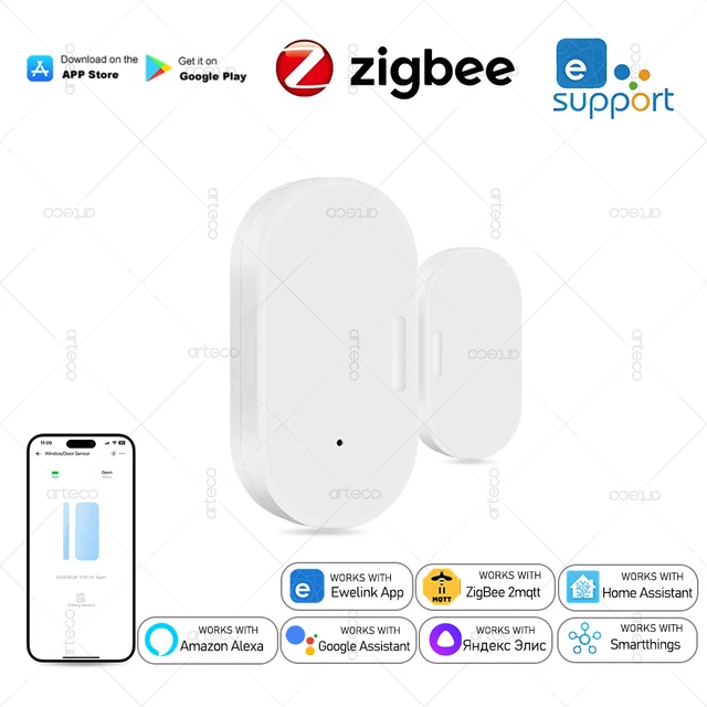 Smart Zigbee Door & Window Magnetic Sensor For Monitoring Open/Closed Status, App Remote Alarm Ideal For Home Security Detection 1